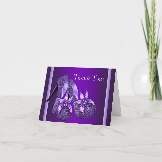 Púrpura zapatos de tacón alto gracias tarjetas (Anverso)