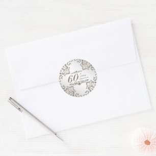 Purpurina 60.º Pegatina del Aniversario del Boda d