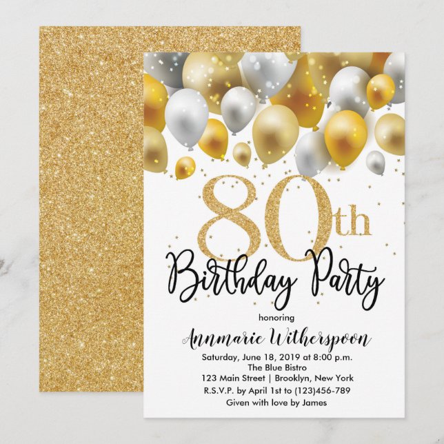 Purpurina 80.ª invitación Globos de oro (Anverso / Reverso)