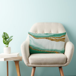Purpurina abstracto verde almohada lumbar moderna