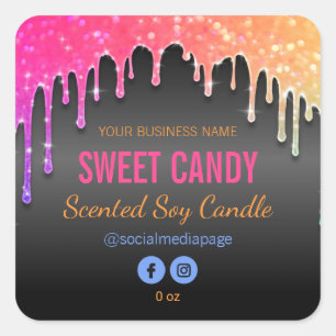 Purpurina Arcoiris En Etiqueta De Producto Negro