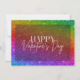 Purpurina arcoiris feliz tarjeta de San Valentín