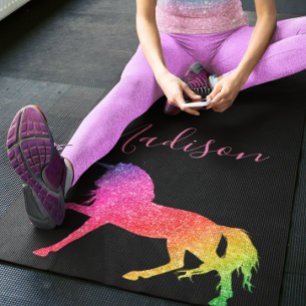 Purpurina arcoiris Unicorn Yoga Mat personalizado