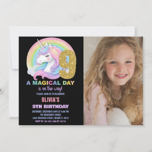Purpurina arcoiris Unicornio invitaciones a cumple