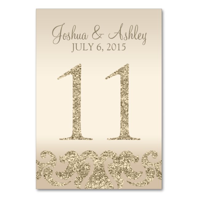 Purpurina Aspecto Boda Números de tabla - Tarjeta  (Anverso)