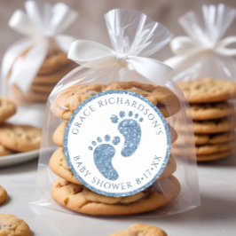 Purpurina azul Baby Shower Favor Pegatina