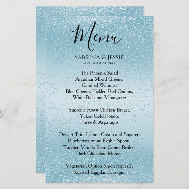 Purpurina azul bebé - Menú (Anverso / Reverso)