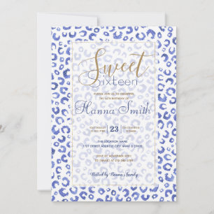 Purpurina azul blanco leopardo impresión animal