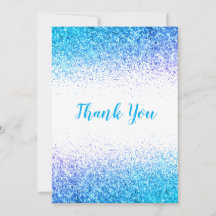Purpurina Azul bonito Tarjeta de agradecimiento se