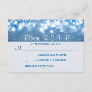purpurina azul luces de cadena romántica boda RSVP