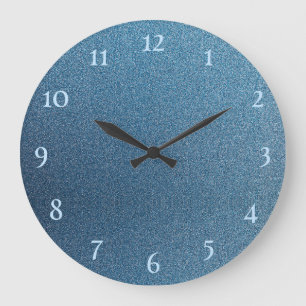 Purpurina azul números redondos reloj de pared gra