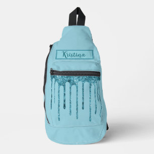 Purpurina azul verde azulado gotea en bolsa de esl