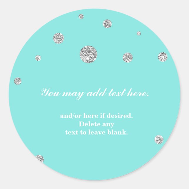 Purpurina azul y plata Pegatina de puntos modernos (Anverso)