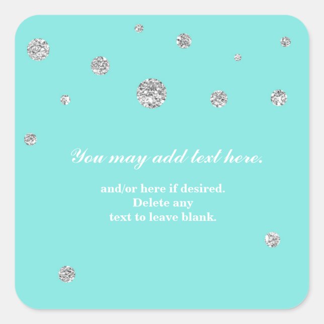 Purpurina azul y plata Pegatina de puntos modernos (Anverso)