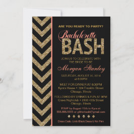 Purpurina Bachelorette Bash Party Invitación Coral