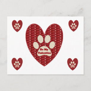 Purpurina Blanco Rojo de la Paw de la tarjeta post