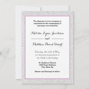 Purpurina blanco y morado enmarcado - Invitación a