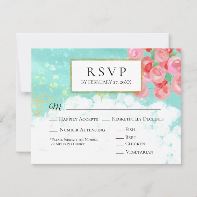 *~* Purpurina Boda de Flores Resumen Moderno RSVP (Anverso)