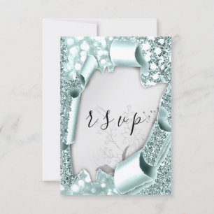 Purpurina Boda RSVP Florals Silver Aqua Blue