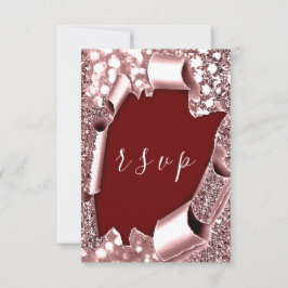 Purpurina Boda RSVP Rosa de marco Verde azulado Bo