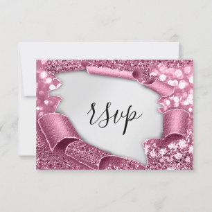 Purpurina Boda RSVP Rosa de plata gris de novia