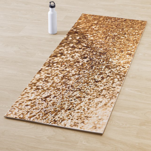 Purpurina Bokeh Golden Bright Yoga Mat (In situ)