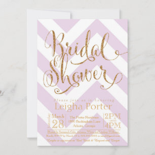 Purpurina Bridal Shower Invitación violeta Chevron