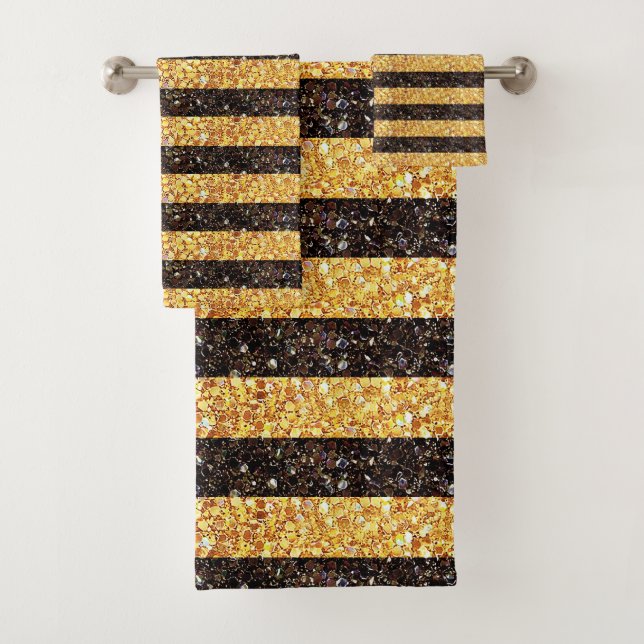 Purpurina Brown Gold Stripe Pattern Sparkle (In situ)