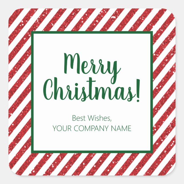 Purpurina Candy Cane a rayas Compañía Pegatina cua (Anverso)