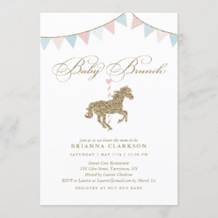 Purpurina Carousel Horse   Invitación de Baby Show