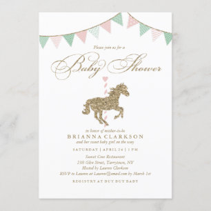 Purpurina Carousel Horse   Invitación de Baby Show