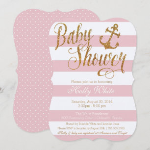 Purpurina Chica Náutico Invitación a Baby Shower