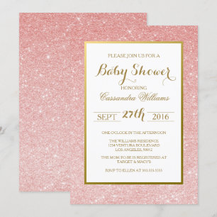 Purpurina color de rosa del oro - invitación de