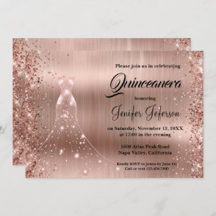 Purpurina confetti Quinceanera Invitación