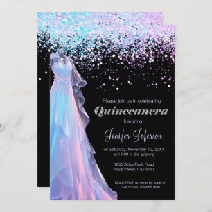 Purpurina confetti Quinceanera Invitación