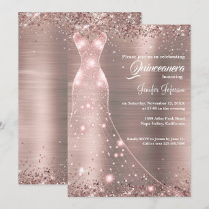 Purpurina confetti Quinceanera Invitación