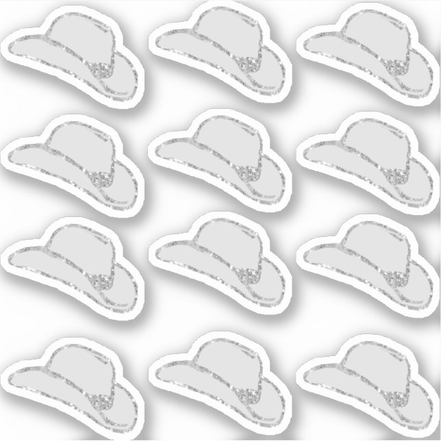 Purpurina Cowgirl Gorra 12 Pegatinas Set (Anverso)