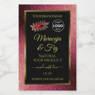 Purpurina de Borgoña Etiquetas de productos negras