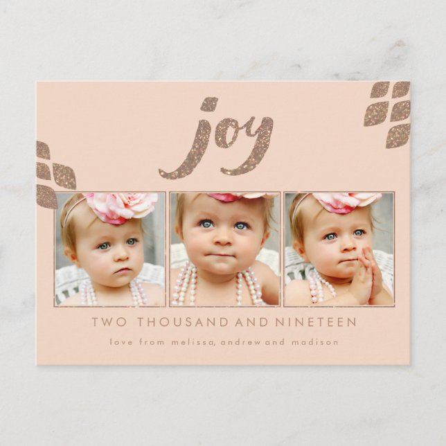 Purpurina de bronce Peach Joy Xmas Foto Postal (Anverso)