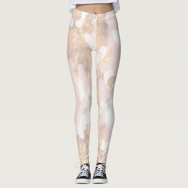 Purpurina de camuflaje rosa Leggings (Anverso)