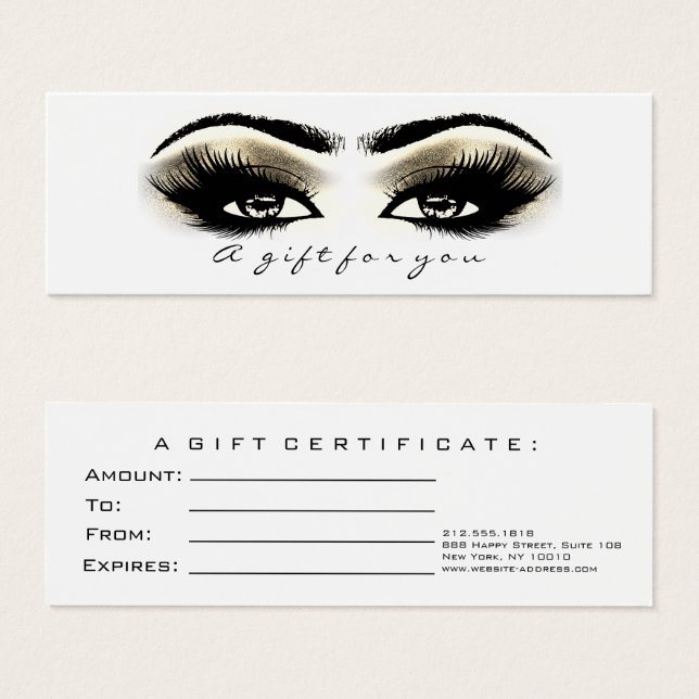 Purpurina de certificado de regalo pequeño Lash Wh (Anverso y reverso)