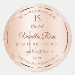 Purpurina de coral Rosa Pastel Iniciales Etiquetas