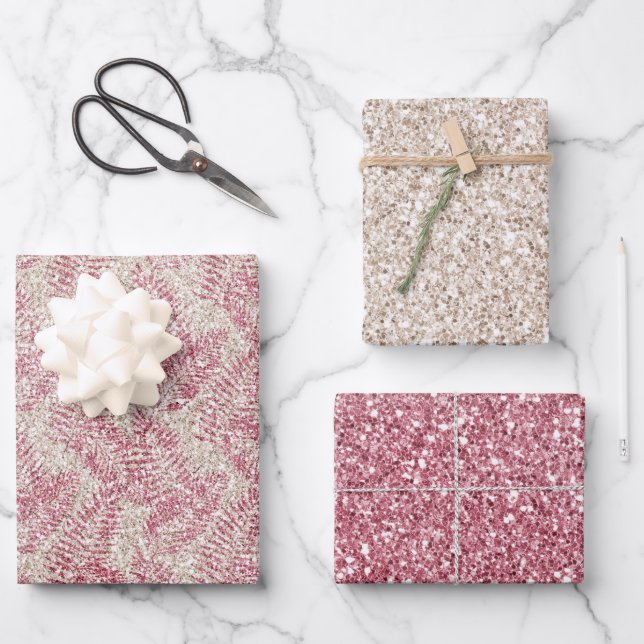 Purpurina de Crema Rosa Rosa Glitz Hojas Tropicale (Anverso)