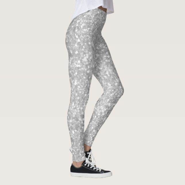 Purpurina de espuma plateada Elegante Leggings (Derecha)