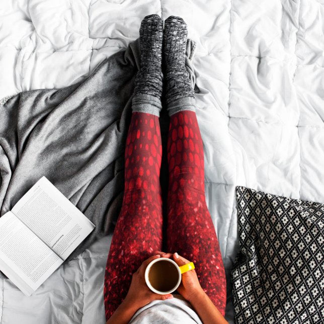 Purpurina de Faux Rojo Profundo Luces Leggings (Subido por el creador)