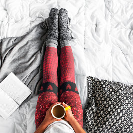 Purpurina de Faux Rojo Profundo Luces Leggings