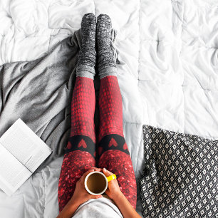 Purpurina de Faux Rojo Profundo Luces Leggings