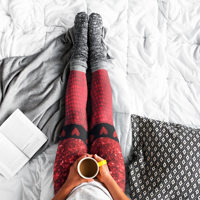 Purpurina de Faux Rojo Profundo Luces Leggings (Subido por el creador)