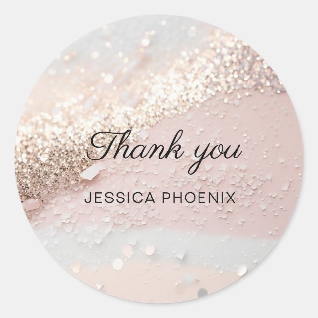 Purpurina de glamour moderno Pegatina redondo clás (Anverso)