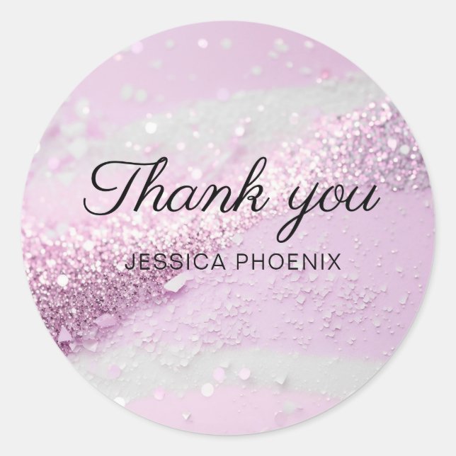 Purpurina de glamour moderno Pegatina redondo clás (Anverso)